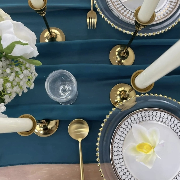 Chiffon Table Runners - Dark Teal 10pk - Picture 5 of 6